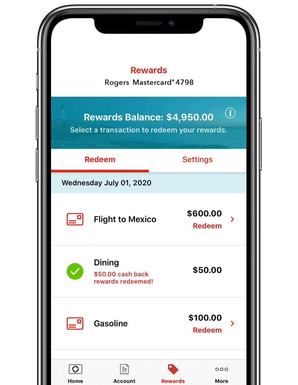 Rogers Bank App interface